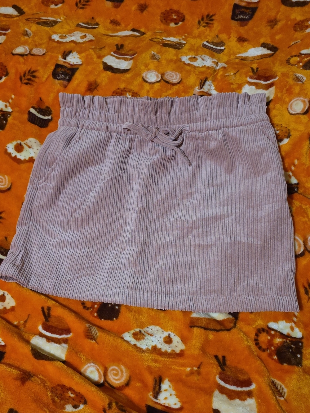 Versona Mauve Corduroy Drawstring Mini Skirt